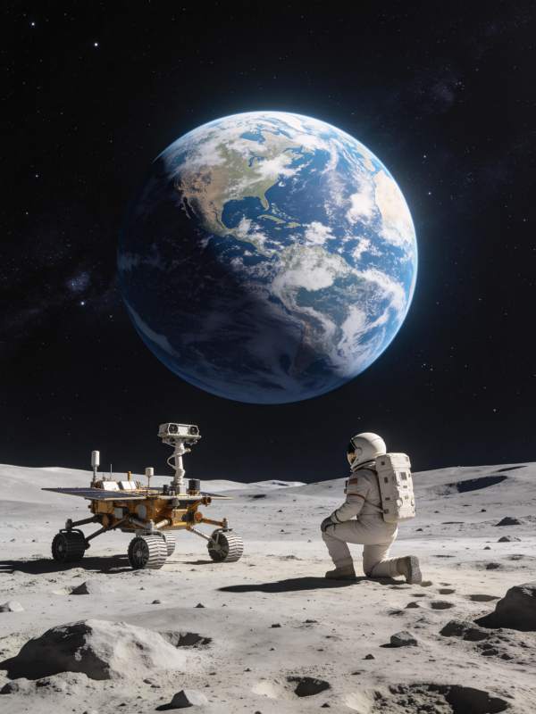 月球上的地球仰望图片