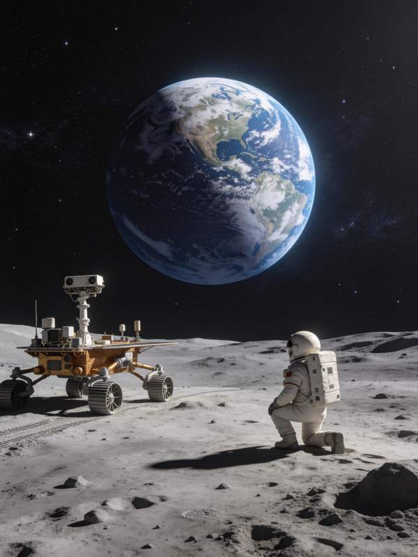 月球上的地球仰望图片