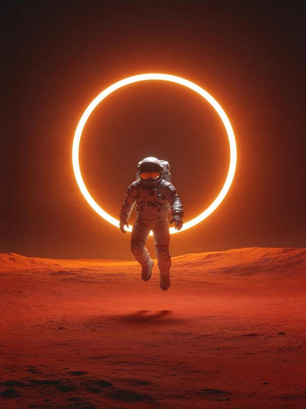 宇航员跃向光环图片