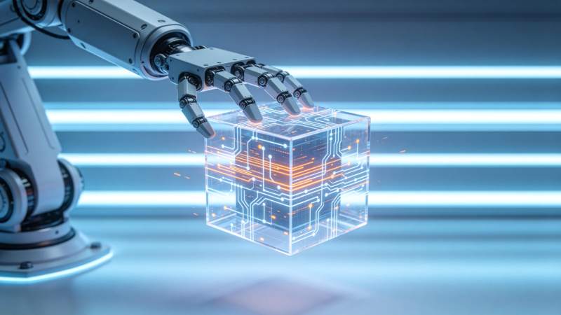 机械手握透明芯片图片