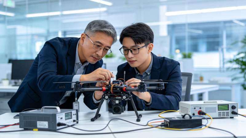 工程师调试无人机图片
