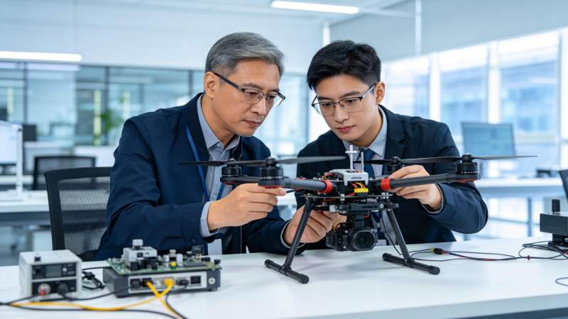 工程师调试无人机图片