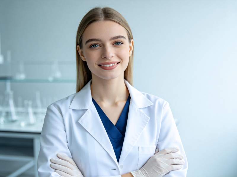 实验室女科学家微笑图片