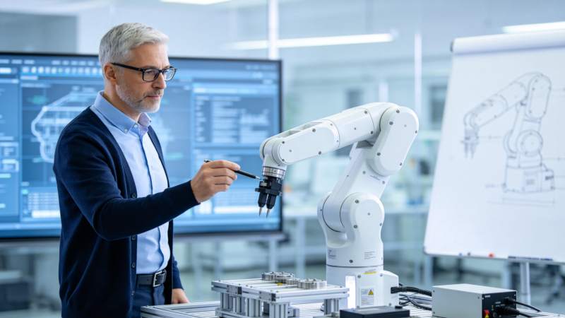 智能机器人研发现场图片