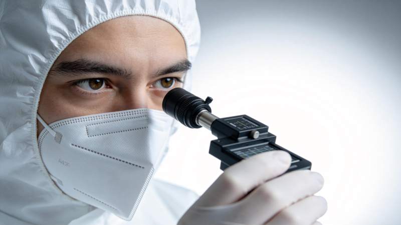 科研人员显微观察图片