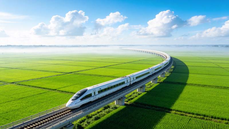 高铁穿行绿野间图片