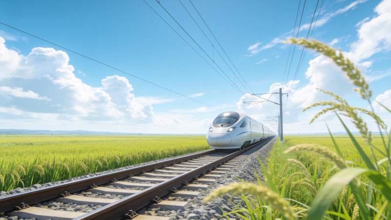 高铁穿行绿野间图片