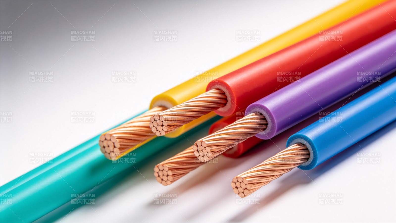 彩色电线特写图片