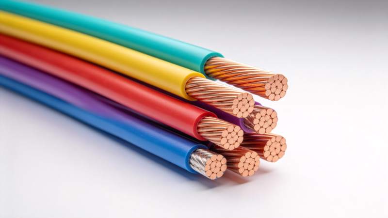 彩色电线特写图片