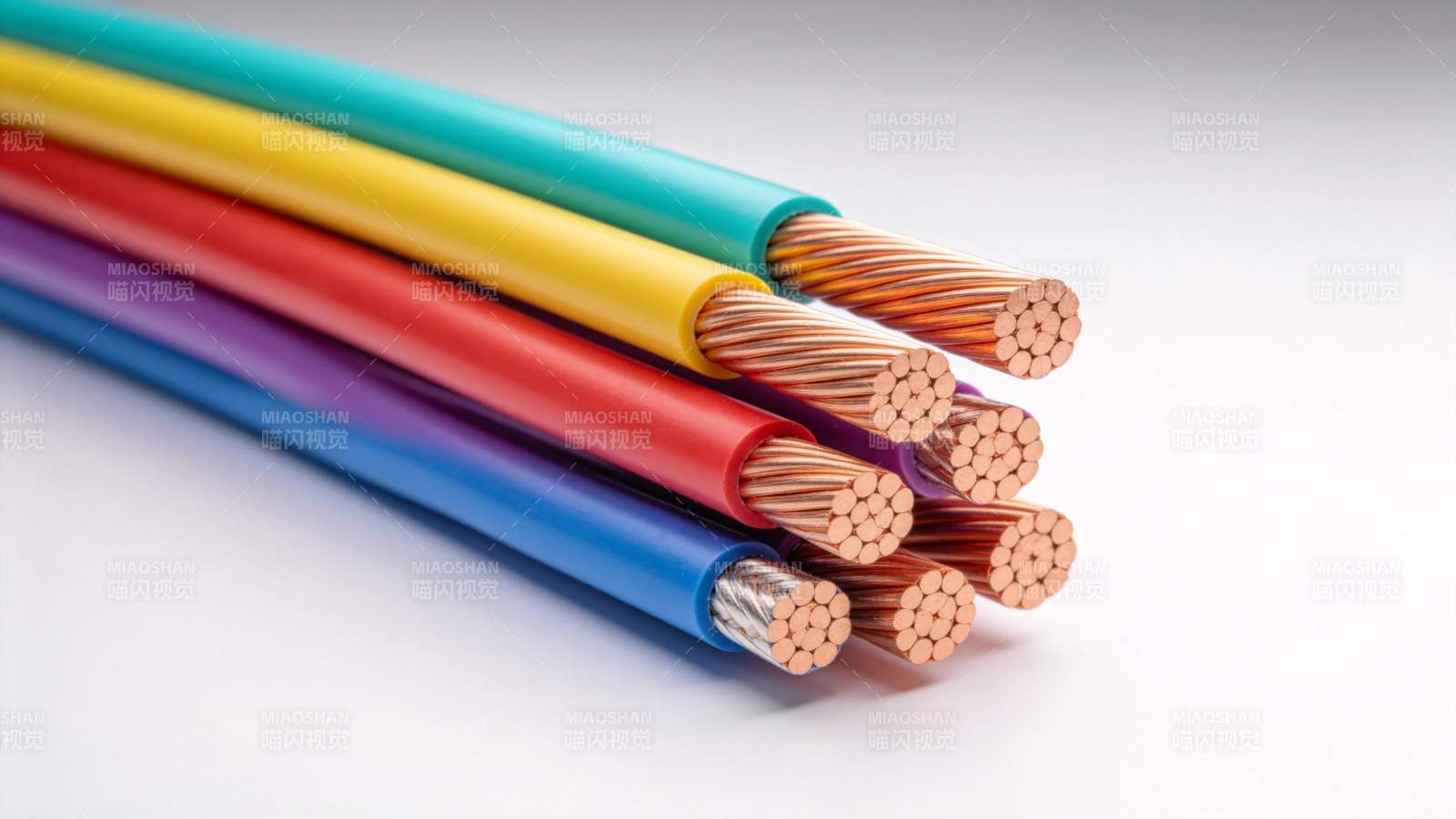 彩色电线特写图片