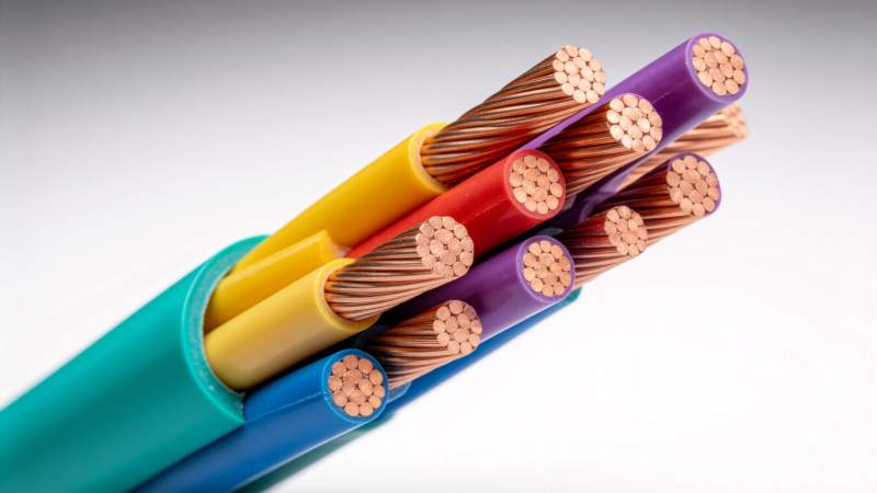 彩色电线特写图片