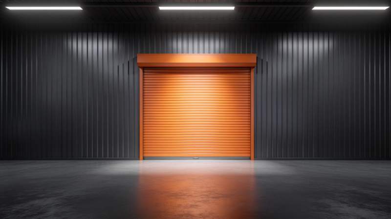 橙色卷帘门车库图片