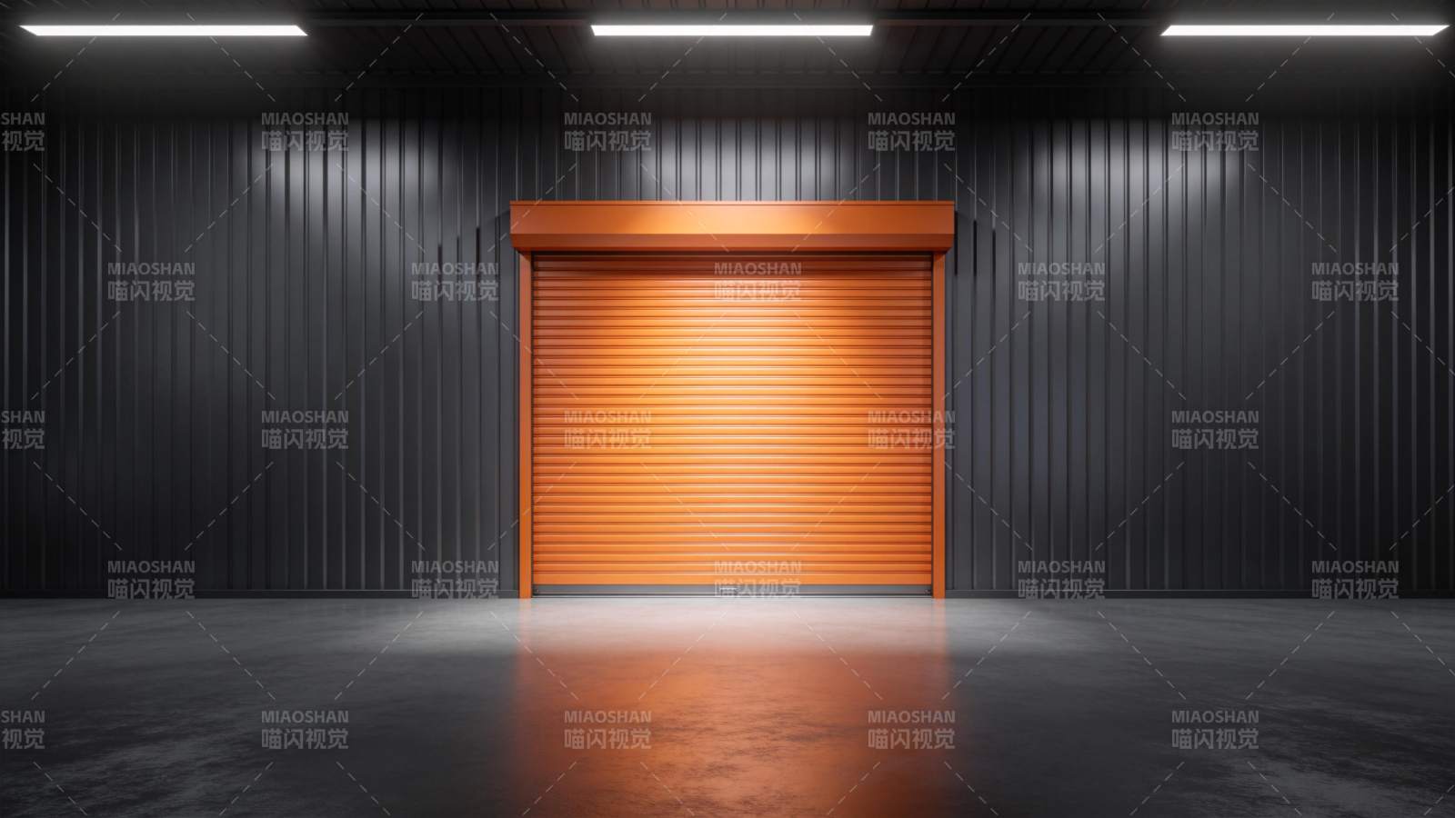 橙色卷帘门车库图片