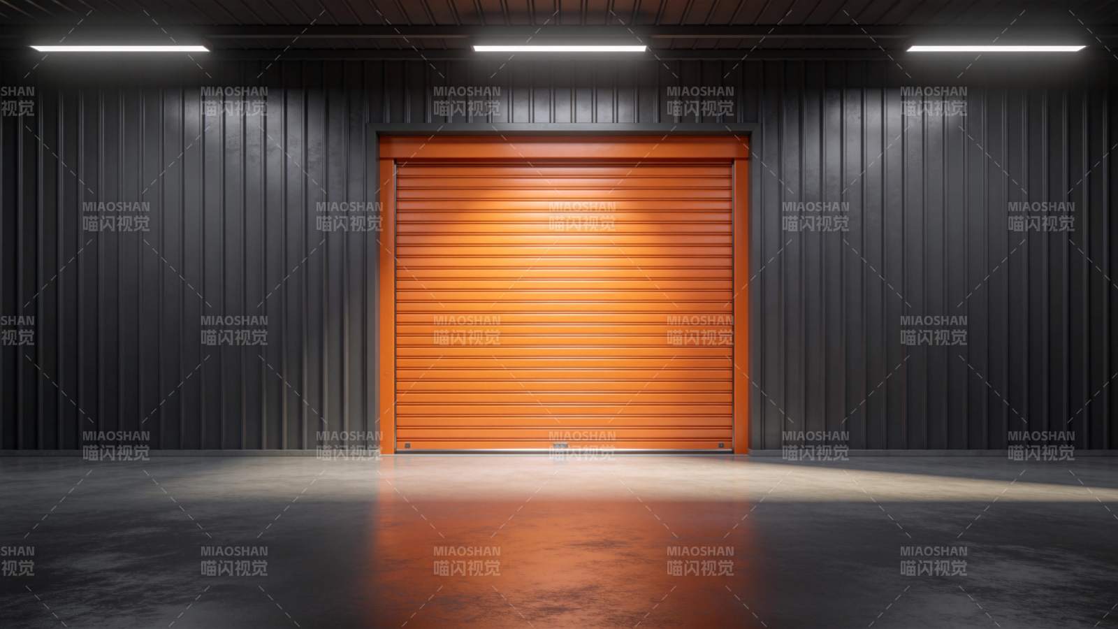 橙色卷帘门车库图片