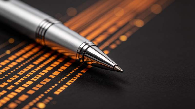 笔尖与数据线条图片