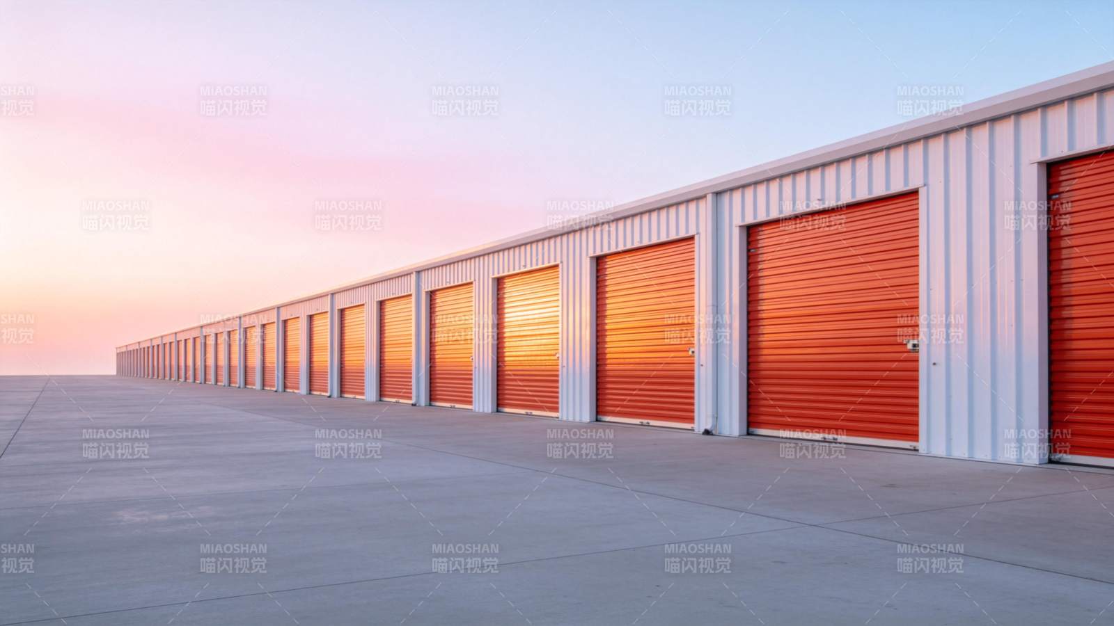 橙色卷帘门仓库图片