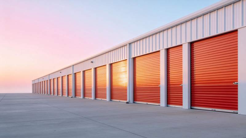 橙色卷帘门仓库图片