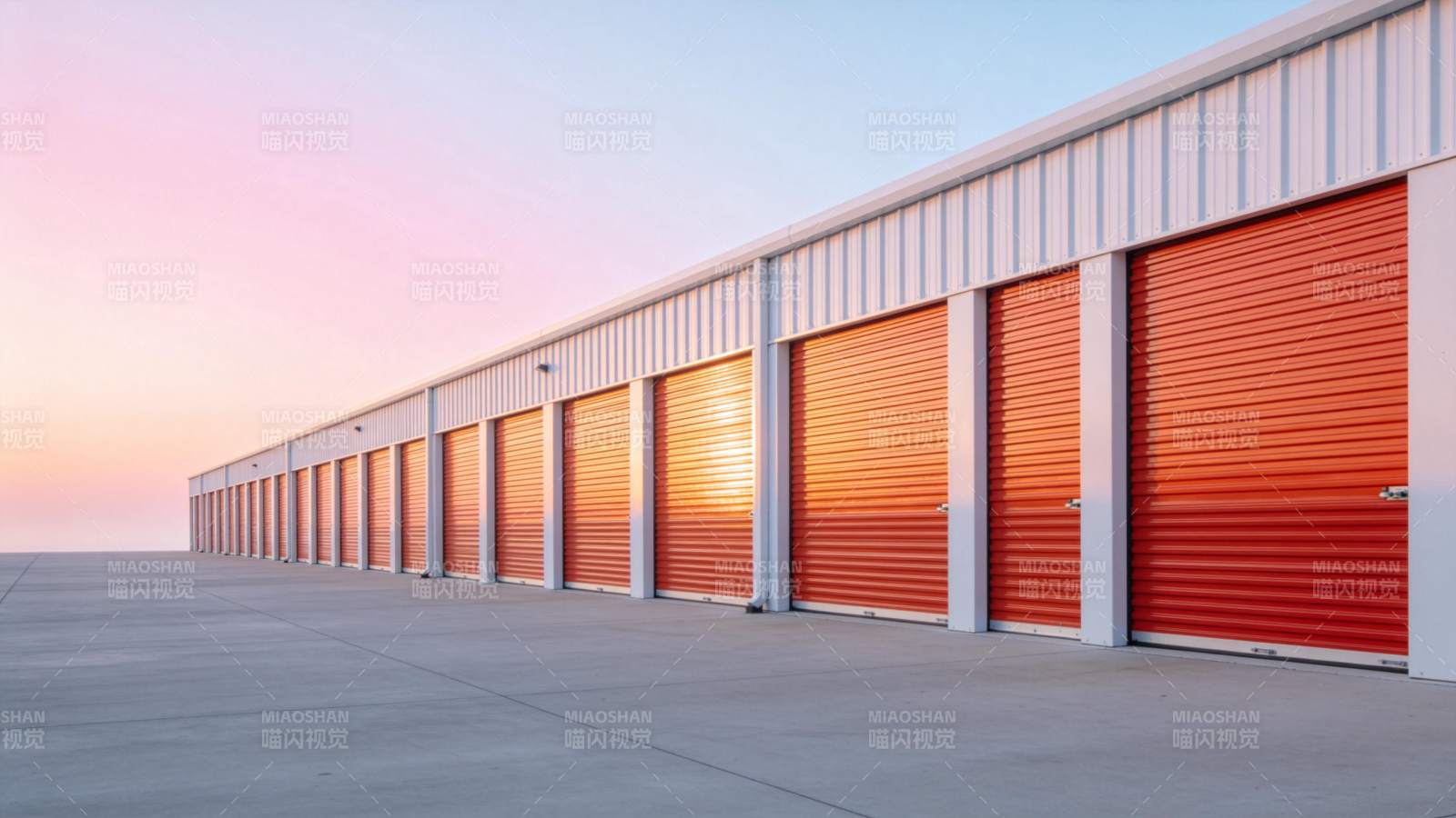 橙色卷帘门仓库图片