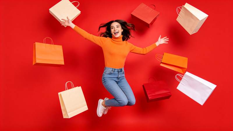 购物狂喜瞬间图片