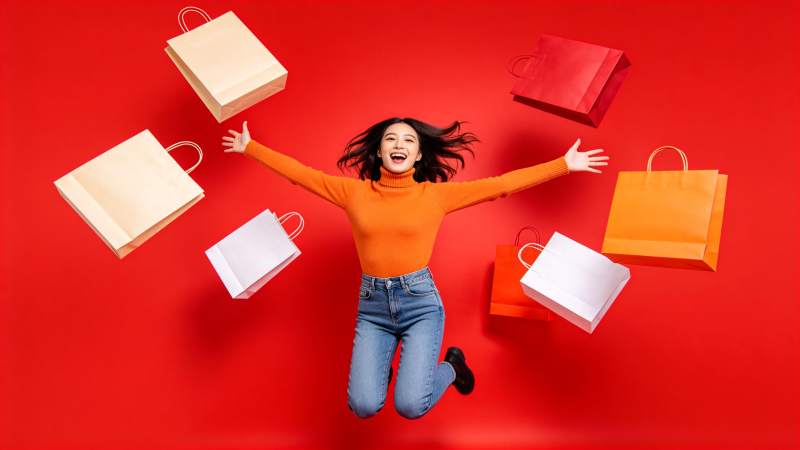 购物狂喜瞬间图片