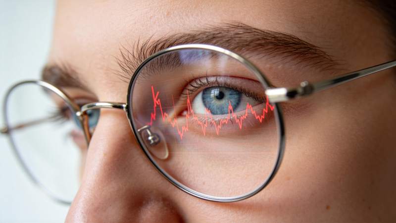 眼镜中的心电图图片