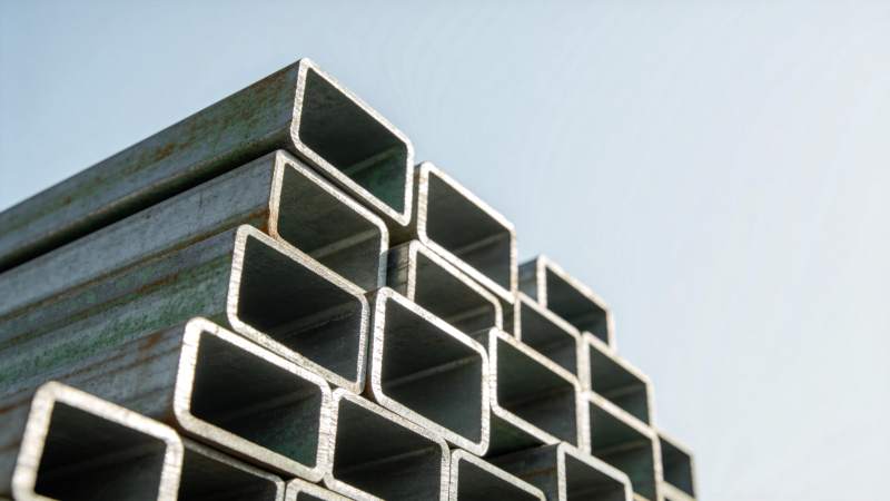 整齐堆放的金属方管图片