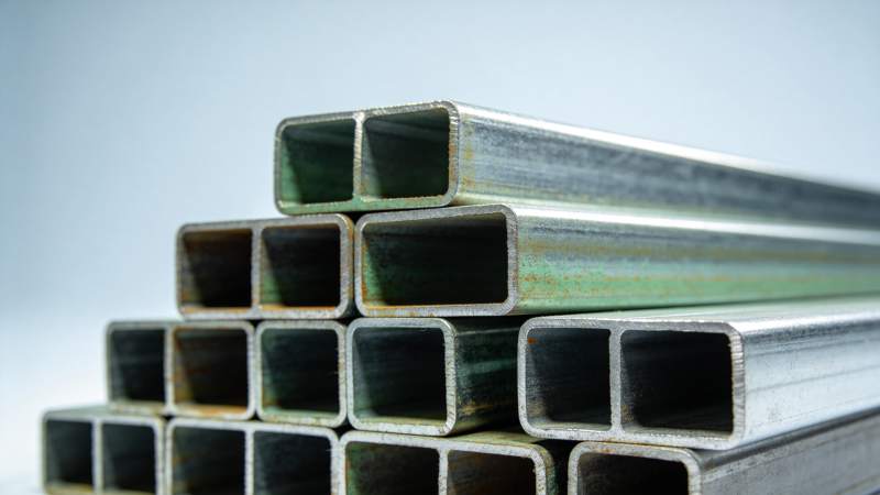 金属方管堆叠特写图片