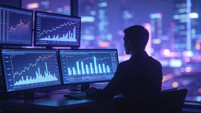 夜幕下的金融分析师图片