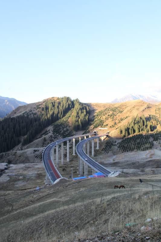 山间双螺旋公路奇观图片