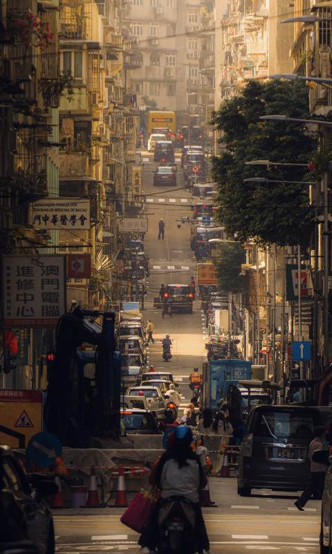 澳门老街车水马龙图片