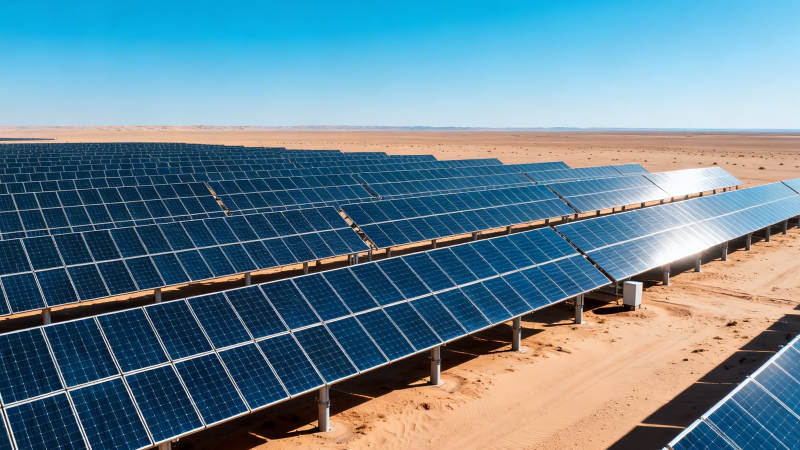 沙漠光伏阵列 蓝天之下图片