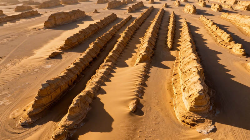 沙漠奇景 风蚀岩垄阵列图片