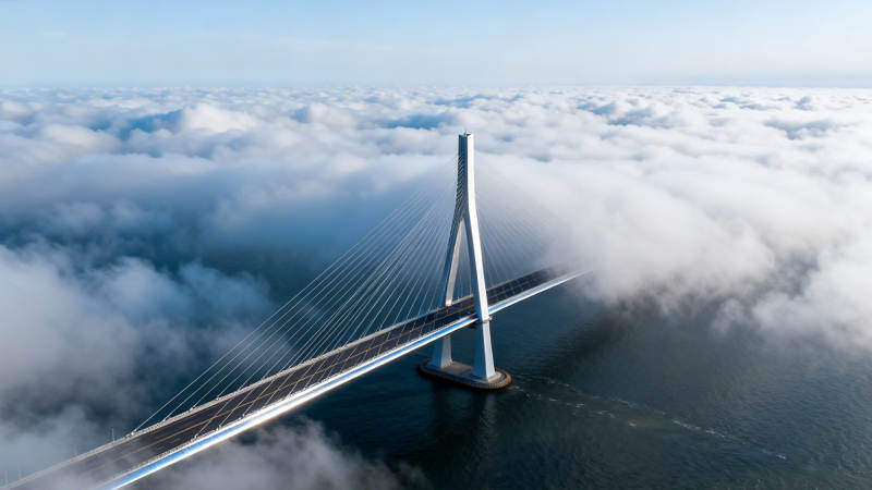 云海之上的斜拉桥图片