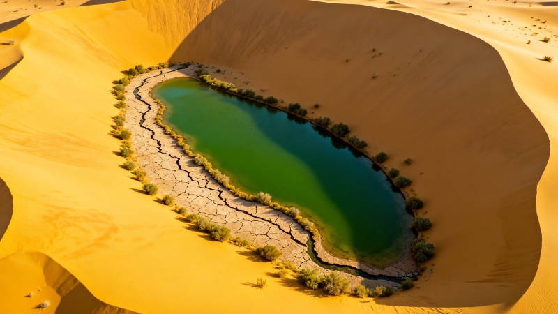 沙漠绿湖 生命奇迹图片