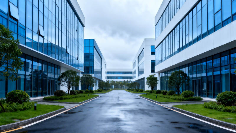 现代科技园区雨后景象图片