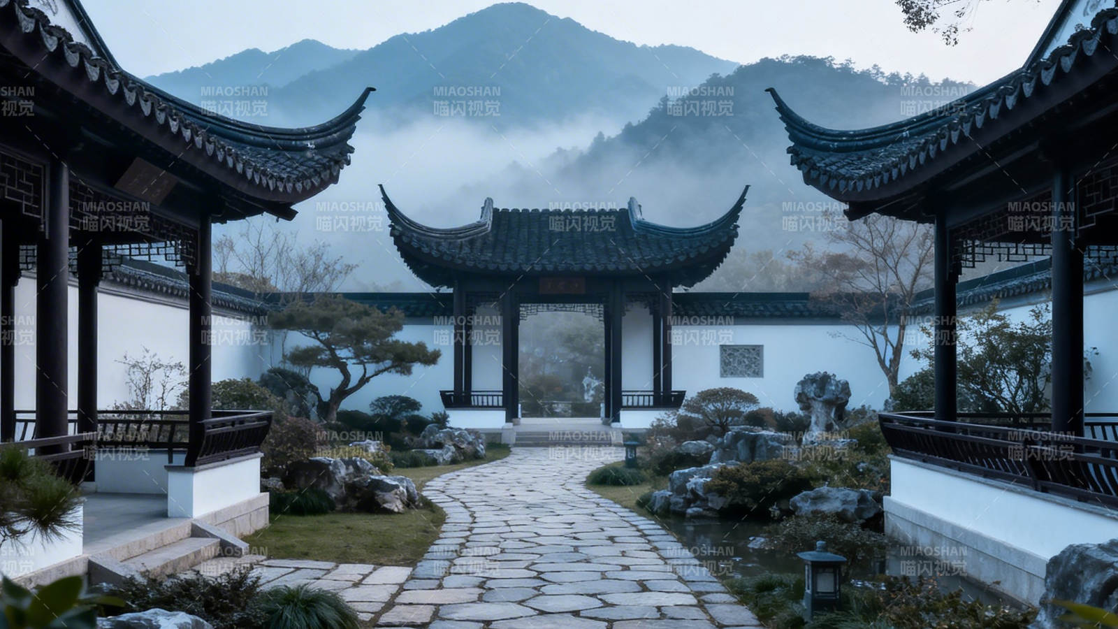 山雾庭院 中式园林意境图片