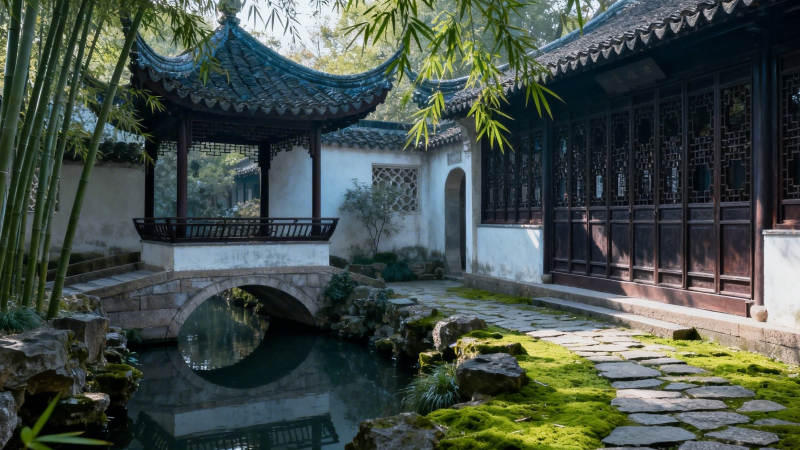 苏州园林 竹影亭台水韵图片