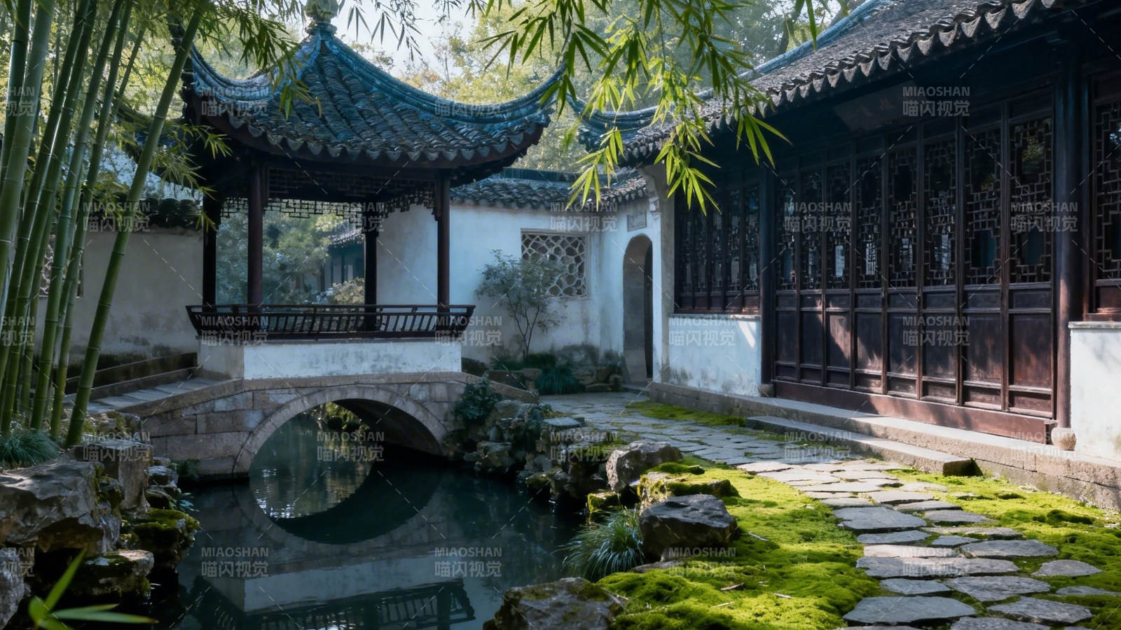 苏州园林 竹影亭台水韵图片