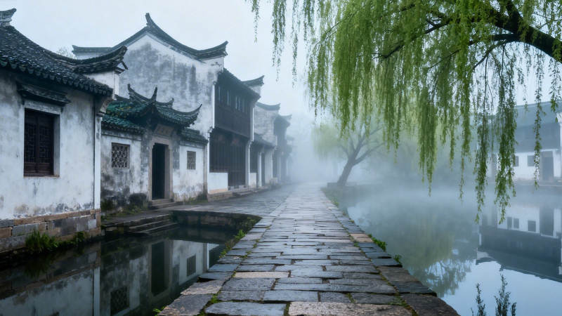 烟雨江南 古巷水韵图片