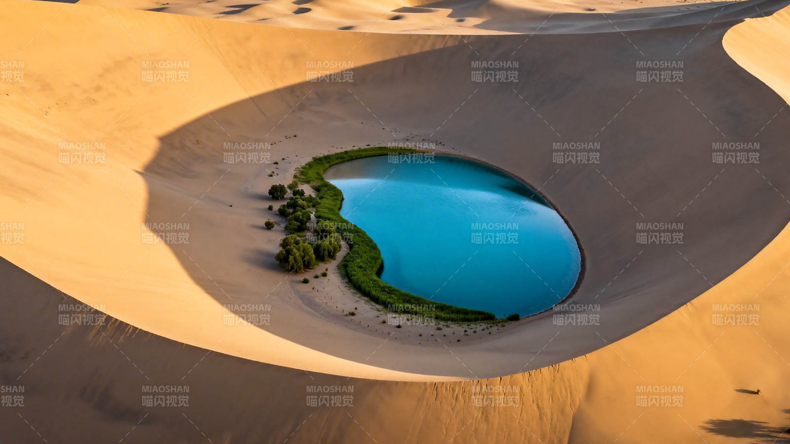 沙漠中的蓝眼绿洲图片