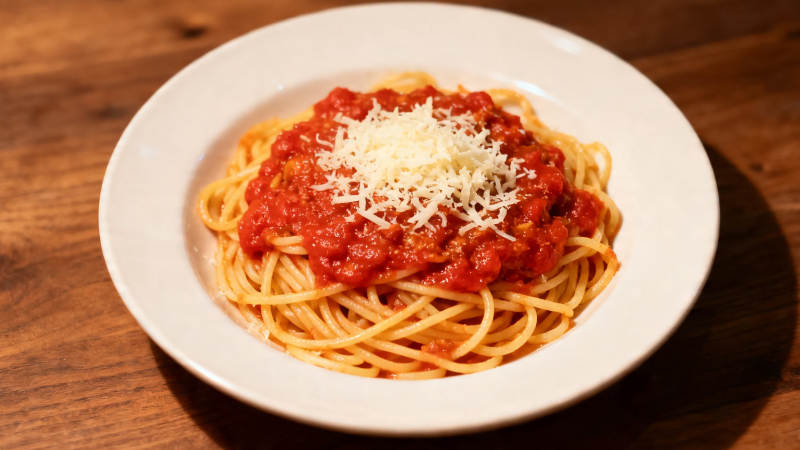 意面配番茄酱和奶酪图片