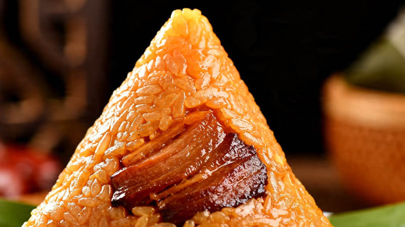 粽香肉馅 三角糯米粽图片