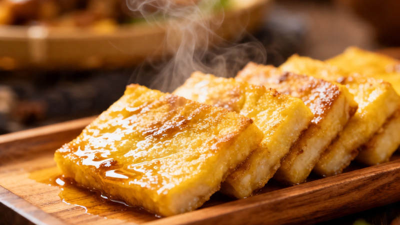 金黄煎豆腐 香气扑鼻来图片