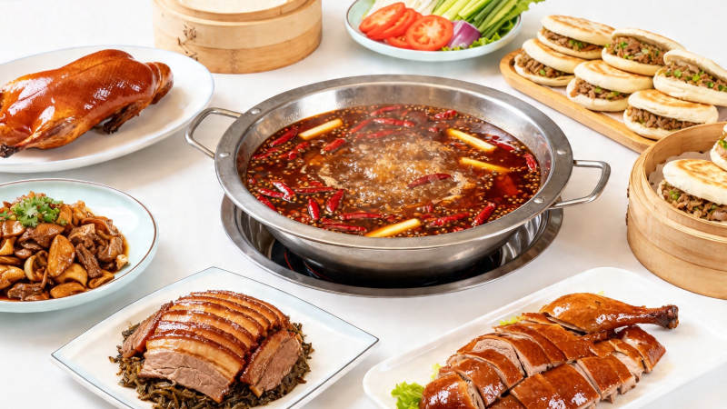 丰盛中式宴席 火锅烤鸭俱全图片