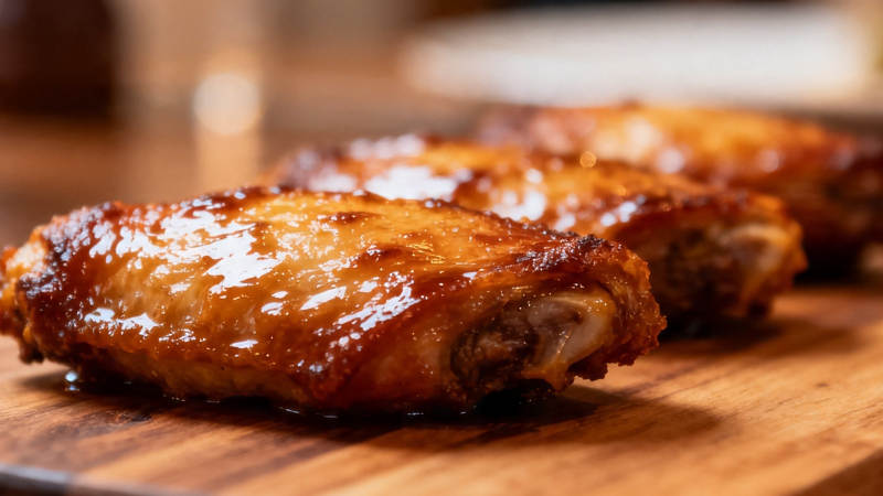香脆烤鸡翅 诱人光泽图片