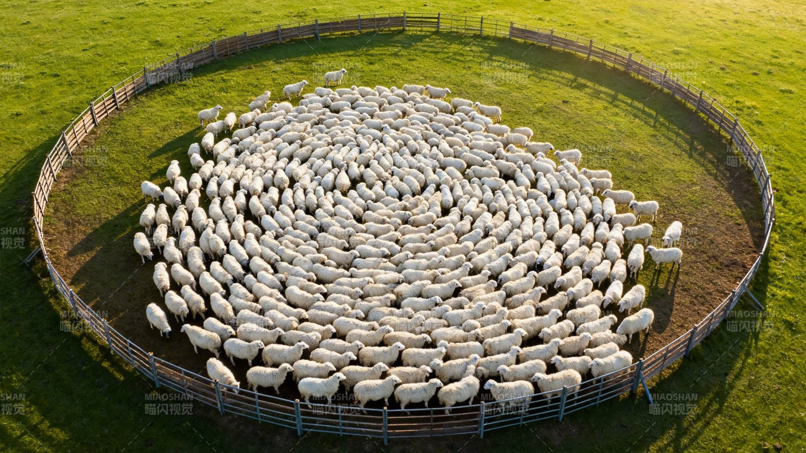 羊群围圈 绿野如环图片