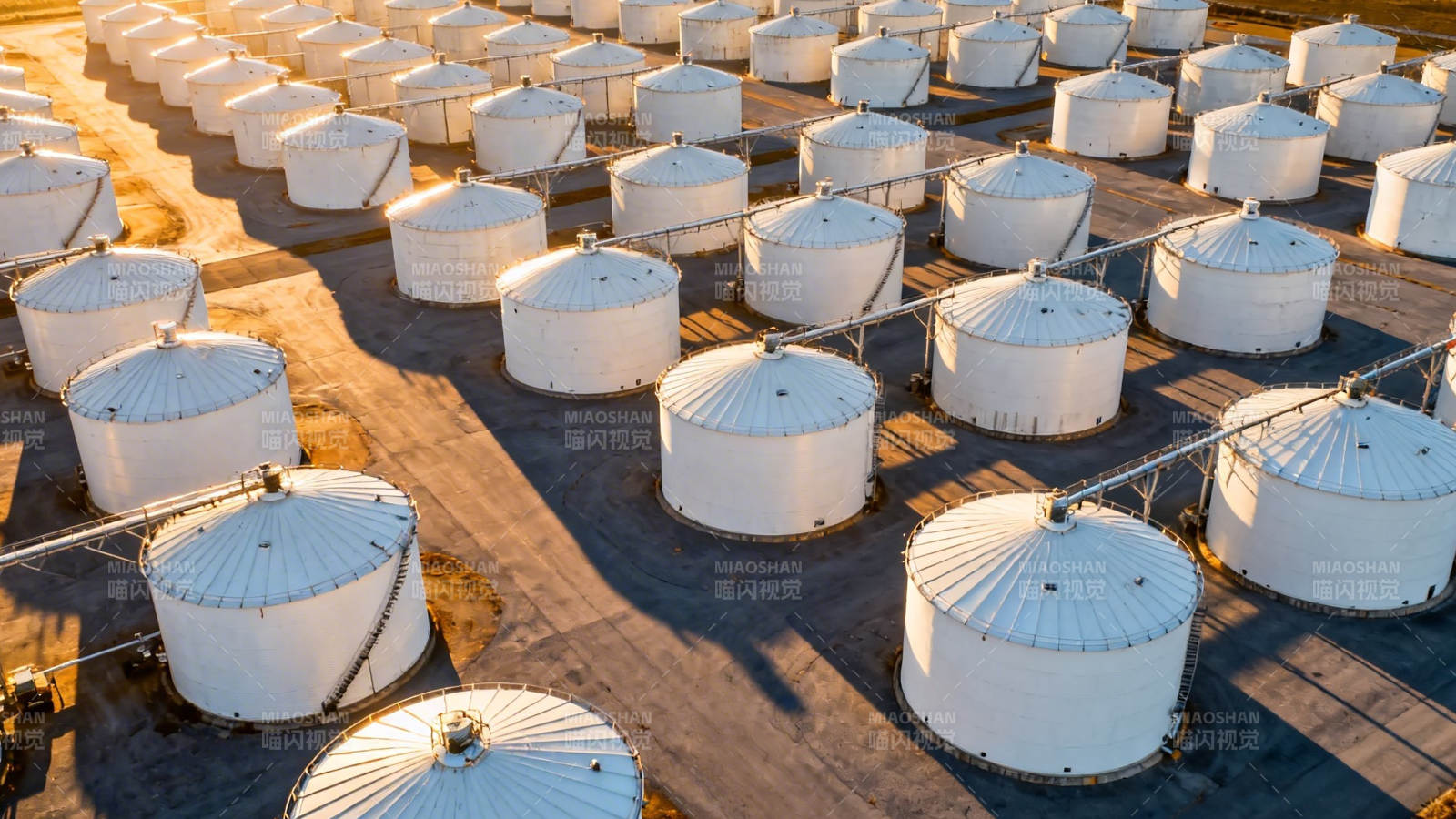白色储罐阵列航拍图图片