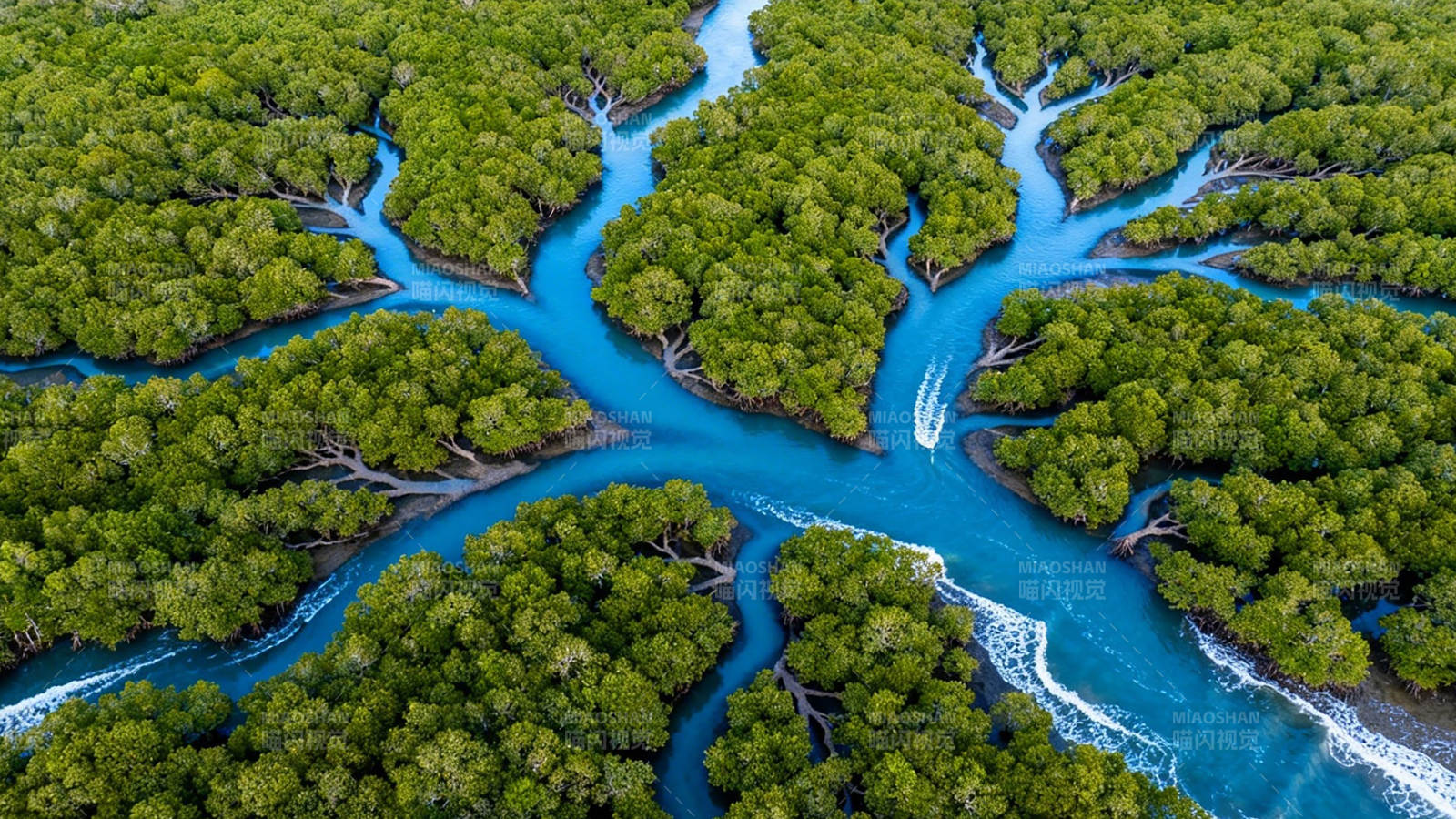 绿岛蓝河 航拍秘境图片