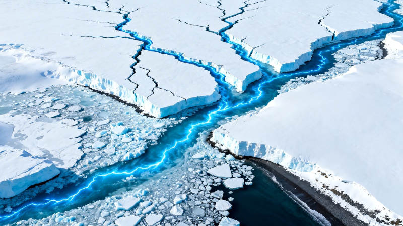 冰裂蓝光 极地奇观图片