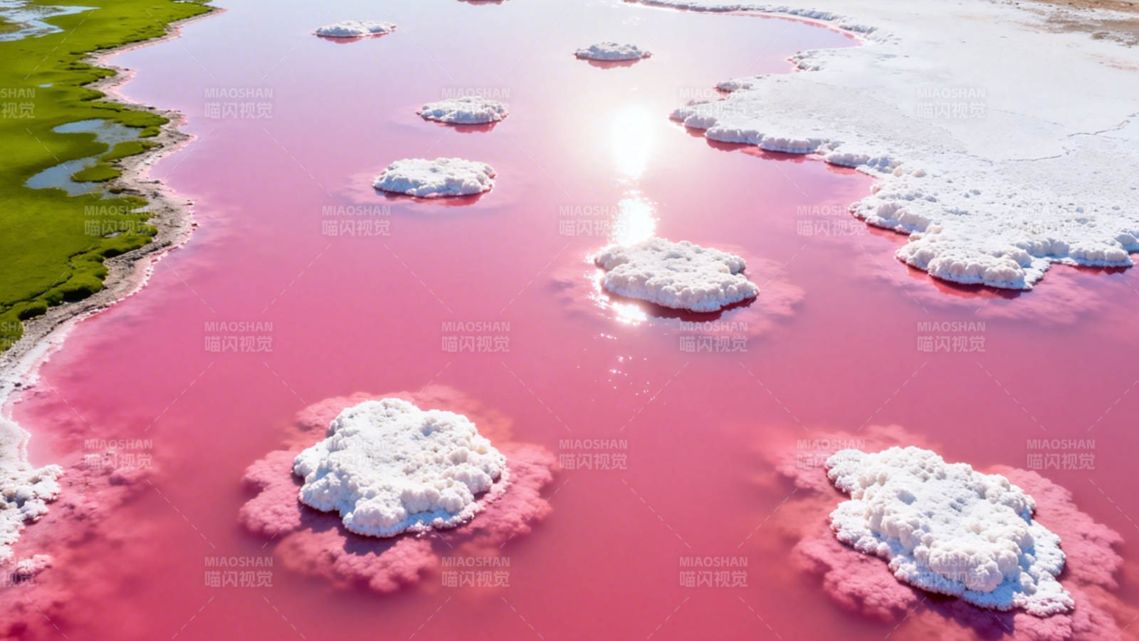 粉红盐湖 白云浮岛奇观图片
